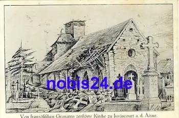 Juvincourt zerstörte Kirche Département Aisne o 1916