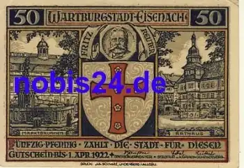 Eisenach Notgeld 50 Pfennige um 1921