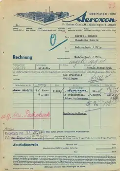71330 Waiblingen Stuttgart Aeroxon Fliegenfänger Fabrik Briefkopf mit Fabrikansicht 1941