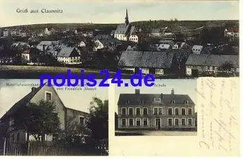 09236 Claußnitz Schule Geschäft o ca.1915