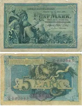 5 Mark Reichskassenschein 31. Otober 1904 RO22 DEU-52