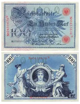 100 Mark Reichsbanknote 7. Februar 1908 RO33 DEU-31 bankfrisch