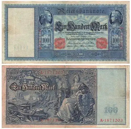 100 Mark Reichsbanknote 10. September 1909 RO38 DEU-35 Flotten-Hunderter