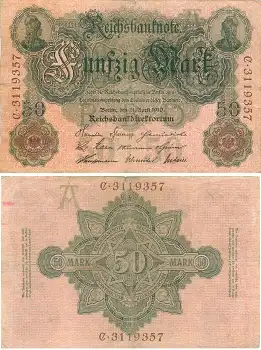50 Mark Reichsbanknote 21. April 1910 RO42 DEU-38