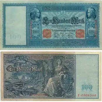 100 Mark Reichsbanknote 21. April 1910 RO43b DEU-39b
