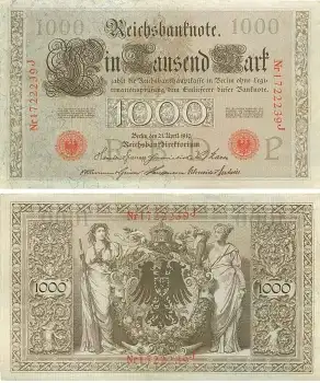1000 Mark Reichsbanknote 21. April 1910 RO45 DEU-40