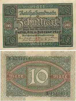 10 Mark Reichsbanknote 6. Februar 1920 RO63a DEU-73a