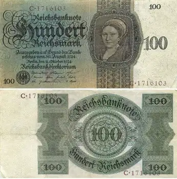 100 Reichsmark Reichsbanknote 11. Oktober 1924 RO171 DEU-177