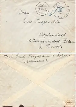 Erkner Postamt adaptierter Feldpoststempel Gebühr bezahlt o 11.8.1945