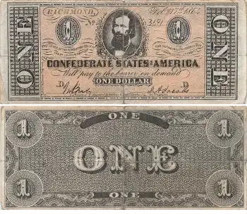Confederate States of Amerika ONE Dollar 1864