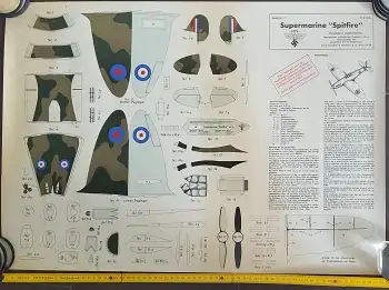Bastelbogen für englisches Jagdflugzeug Supermarine "Spitfire" um 1941 original NS Fliegerkorps NSFK