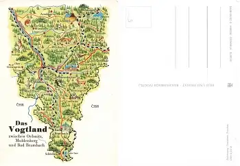 Das Vogtland zwischen Oelsnitz Muldenberg und Bad Brambach Künstlerkarte Graichen * 1983