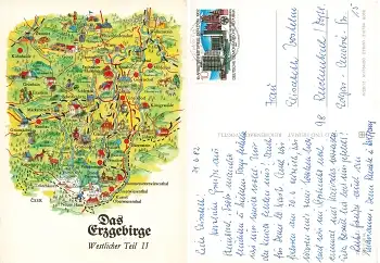 Das Erzgebirge Westlicher Teil II Künstlerkarte J. Mau o 1982