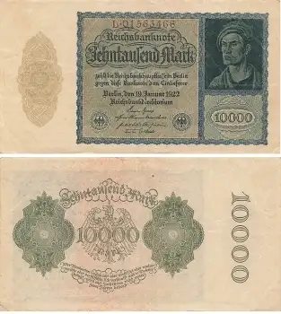 10000 Mark Reichsbanknote 19. Januar 1922 RO69b DEU-78b
