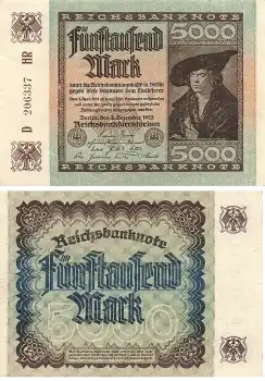 5000 Mark Reichsbanknote 2. Dezember 1922 Kaufmann Imhof RO80f DEU-91f bankfrisch