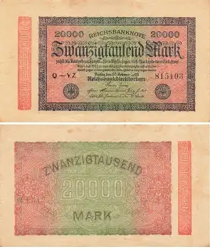 20000 Mark Reichsbanknote 20. Februar 1923 RO84i DEU-95i
