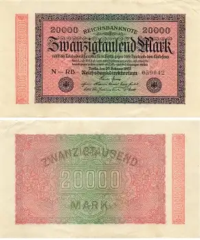 20000 Mark Reichsbanknote 20. Februar 1923 RO84c DEU-95c