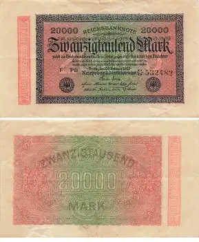 20000 Mark Reichsbanknote 20. Februar 1923 RO84a DEU-95a