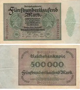 500000 Mark Reichsbanknote 1. Mai 1923 RO87b DEU-99b