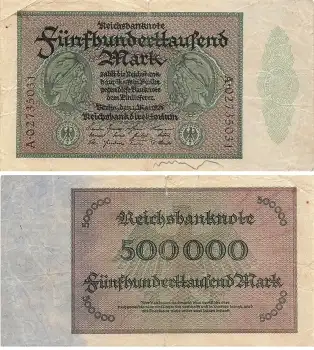 500000 Mark Reichsbanknote 1. Mai 1923 RO87d DEU-99d