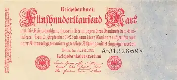 500000 Mark Reichsbanknote 25. Juli 1923 RO91a DEU-103a kassenfrisch