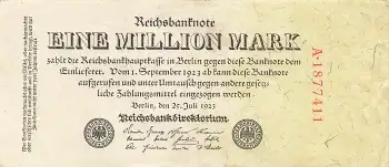 Eine Million Mark Reichsbanknote 25. Juli 1923 RO92a DEU-104a
