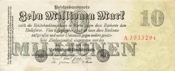 Zehn Million Mark Reichsbanknote 25. Juli 1923 RO95 DEU-107