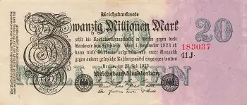 Zwanzig Million Mark Reichsbanknote 25. Juli 1923 RO96c DEU-108c