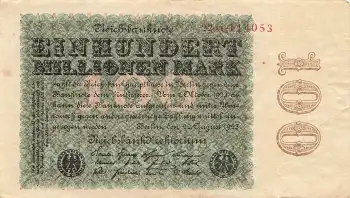 Einhundert Million Mark Reichsbanknote 22. August 1923 RO106c DEU-120c