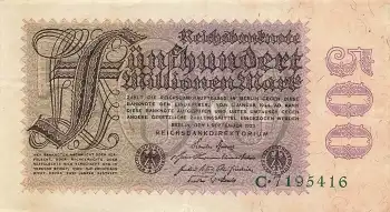 Fünfhundert Million Mark Reichsbanknote 1. September 1923 RO109a DEU-124