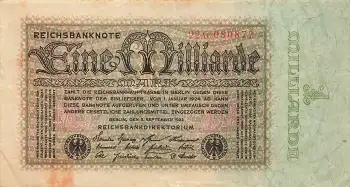 Eine Milliarde Mark Reichsbanknote 5. September 1923 RO111b DEU-131b