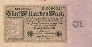 Fünf Milliarden Mark Reichsbanknote 10. September 1923 RO112a DEU-132a