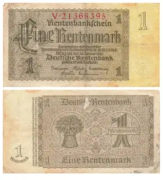 Eine Rentenmark 30. Januar 1937 RO166b  DEU-222b