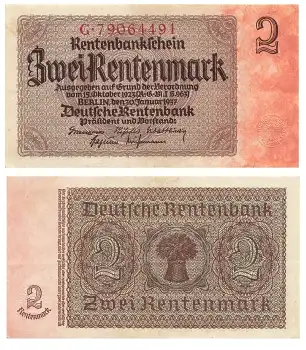Zwei Rentenmark 30. Januar 1937 RO167b  DEU-223b