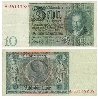Zehn Reichsmark 22. Januar 1929 RO173  DEU-183