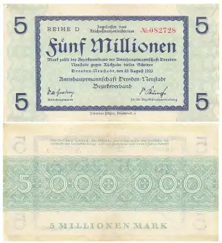 Fünf Millionen Mark Bezirksverband Dresden Neustadt 25. August 1923