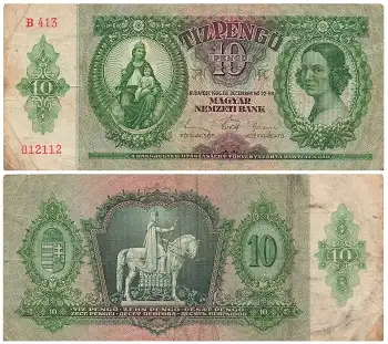 Tiz Pengö Magyar Nemzeti Bank Geldschein Ungarn 1936