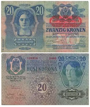 Zwanzig Kronen 20 Oesterreichisch Ungarische Bank 2. Jänner 1913 DEUTSCHÖSTERREICH