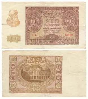 Generalgouvernement Polen 100 Zlotych Bank emisyjny w Polsce 1.  Marca 1940 RO577 ZWK-32