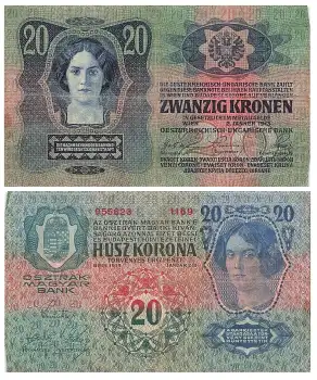 Zwanzig Kronen 20 Oesterreichisch Ungarische Bank 2. Jänner 1913