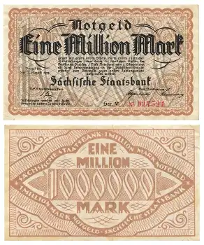 Sächsische Staatsbank 1 Million Mark Notgeld 2. August 1923