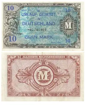 Alliierte Besatzung 10 Mark Sowjetischer Druck RO203d AMB-4d
