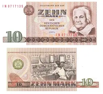 DDR 10 Mark Banknote 1971 RO359 DDR-21