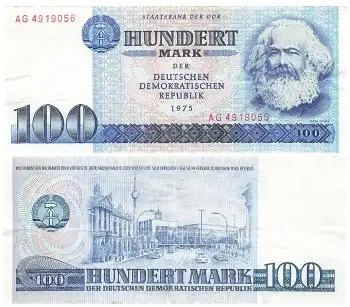 DDR 100 Mark Banknote 1975 RO363a DDR-25a