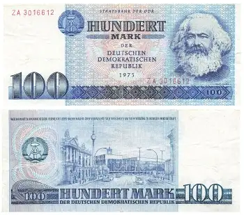 DDR 100 Mark Banknote 1975 RO363b DDR-25b Austauschnote