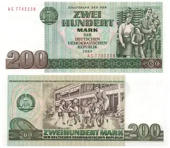 DDR 200 Mark Banknote 1985 RO364 DDR-26 bankfrisch