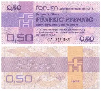 DDR 50 Pfennig Forum-Scheck1979 RO367 DDR-29 bankfrisch