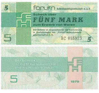 DDR 5 Mark Forum-Scheck1979 RO369 DDR-31 bankfrisch
