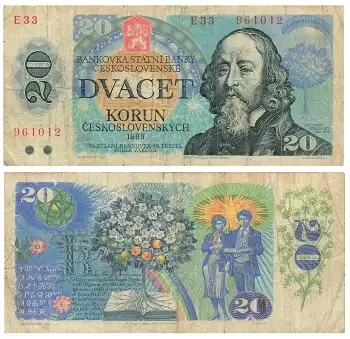 Ceskoslovenskych 20 Korun 1988 Banknote