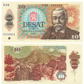 Ceskoslovenskych 10 Desat Korun 1986 Banknote bankfrisch